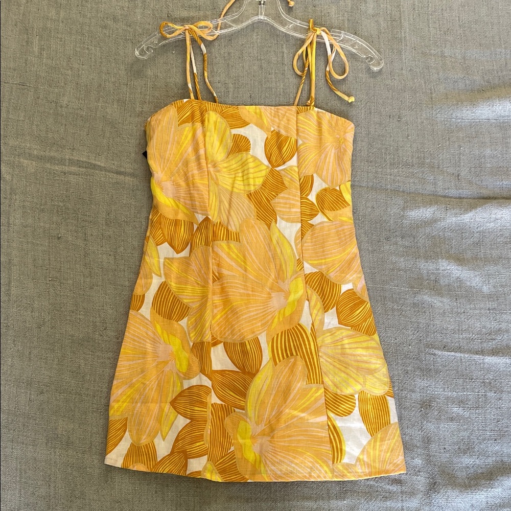 Yellow Floral Tie-Strap Sundress